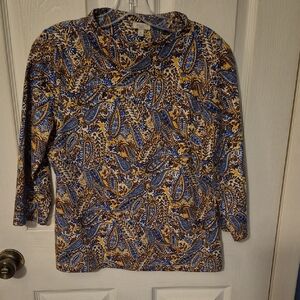 Talbots Multicolor Paisley Long Sleeve Top